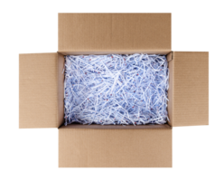 White shredding paper in cardboard crate png