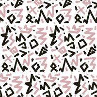 Pattern colored lines polyline vector seamless pattern. Clear and even lines, pointed shapes. Abstract wallpaper design, fashionable textile print. Pink and black lines. Printing on textiles and paper