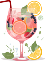 Colorful tropical summer drink cocktail mix fruit juice in the glass, png file no background