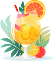 Colorful tropical summer drink cocktail mix fruit juice in the glass, png file no background