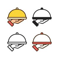 food tray icon in 4 style flat, glyph, outline, duotone vector