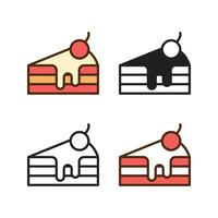 postre icono en 4 4 estilo departamento, glifo, describir, duotono o pastel rebanada icono vector