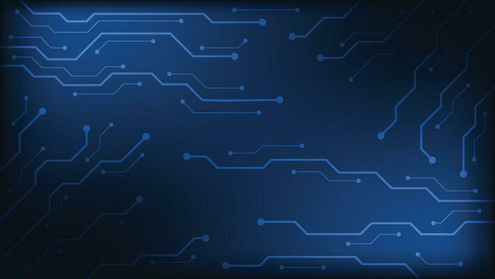 Hi tech digital circuit board. AI pad and electrical lines connected on blue lighting background. futuristic technology design element concept