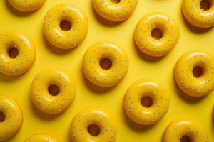 Yellow donut pattern food. Generate Ai photo