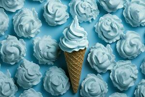 Pattern blue ice cream. Generate Ai photo