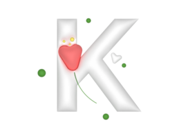 platt blommig 3d k brev png