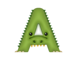 alphabet A letter with Alligator 3d type png