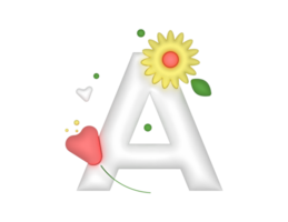 plano floral 3d un letra png