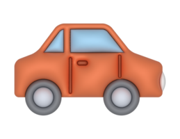 3d orange colour car on a transparent background png