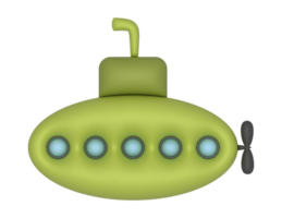 3d submarino em uma transparente fundo png