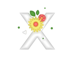 flat floral 3d X letter png