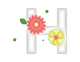 plano floral 3d h carta png