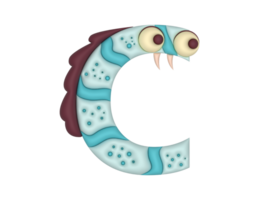 c monster alfabet in 3d png