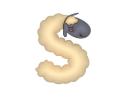 alphabet S letter Sheep 3d type png