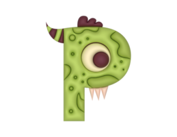 p mostro alfabeto nel 3d png