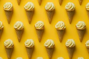 Yellow ice cream pattern. Generate Ai photo