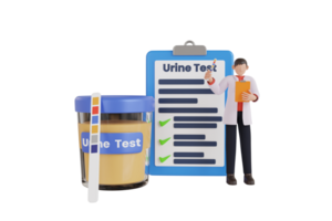 3d illustration av urin testa för medicinsk och sjukvård. urin testa remsa eller mätsticka testa Begagnade till bestämma patologisk ändringar i en patient urin prov png