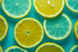 Turquoise lemon background color. Generate Ai photo