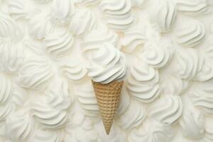 White ice cream cone pattern. Generate ai photo