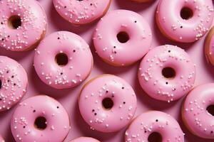Pink donut pattern calories. Generate ai photo