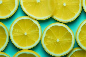 Turquoise lemon pattern. Generate Ai photo