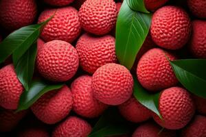 Lychee fruit background. Generate Ai photo