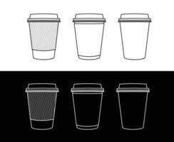 Realistic paper coffee cup. linear icon and Editable stroke vector