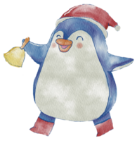 sazonal celebração fofa pinguim ilustração dentro aguarela para Natal alegria png