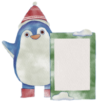 estacional celebracion linda pingüino ilustración en acuarela para Navidad alegría png