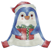 sazonal celebração fofa pinguim ilustração dentro aguarela para Natal alegria png