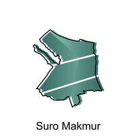 mapa ciudad de suro makmur, mundo mapa internacional vector modelo con contorno gráfico bosquejo estilo en blanco antecedentes