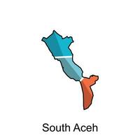 Map City of South Aceh, World Map International vector template with outline graphic sketch style on white background