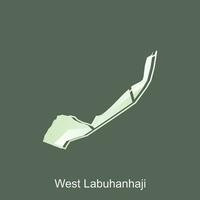 Map City of West Labuhanhaji, World Map International vector template with outline graphic sketch style on white background