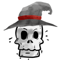 Skull wearing a Halloween hat png