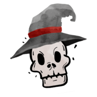 Skull wearing a Halloween hat png