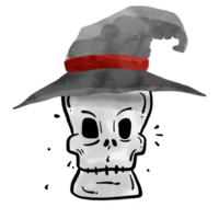 Skull wearing a Halloween hat png