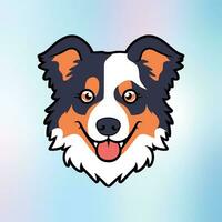 A Happy Black and White Dog on Blue vector