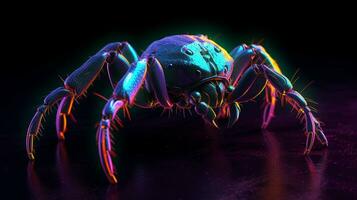 Neon-colored spider with digital vibes AI Generated photo