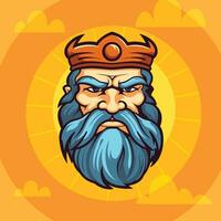 Cartoon Viking with Blurred Face on Orange Background vector