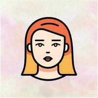 Illustration of a girl with orange hair and a pink background vector