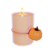 Autumn pumpkin candle 3d on transparent background png
