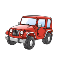 Red Jeep Hand Drawn Style Illustration AI Generated png