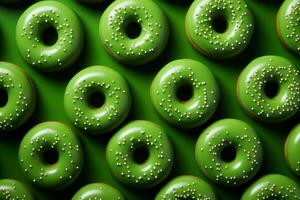 Green donut pattern. Generate Ai photo