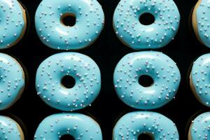 Pattern blue donuts art. Generate Ai photo