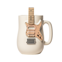 a coffee mug with a guitar on it - AI Generated - Generative AI png