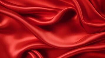 Scarlet Elegance, Vibrant Red Silk Fabric Background AI Generated photo