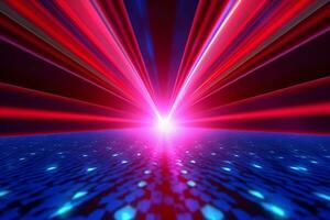 Dazzling blue and red rays create a vibrant disco ambiance. AI Generated photo