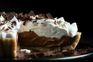 Chocolate cream mousse pie. Generate Ai photo