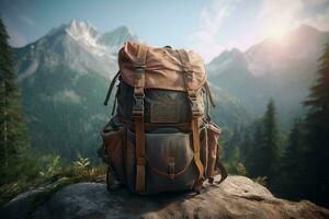 Mountain backpack. Generate Ai photo