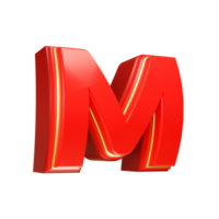 3d render red letter png